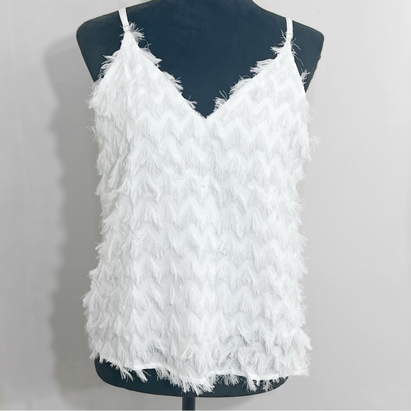 CupShe Feathered White Cami New With Tags Fringe V Neck Flowing Angel Vibes - Picture 5 of 9